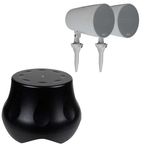 Main product image for Dayton Audio Powered Outdoor Subwoofer and 6-1/2" Compact Pendant /Landscape Speaker Bundle White310-1506
